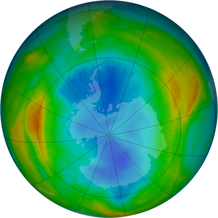 Antarctic ozone map for 27 July 2002